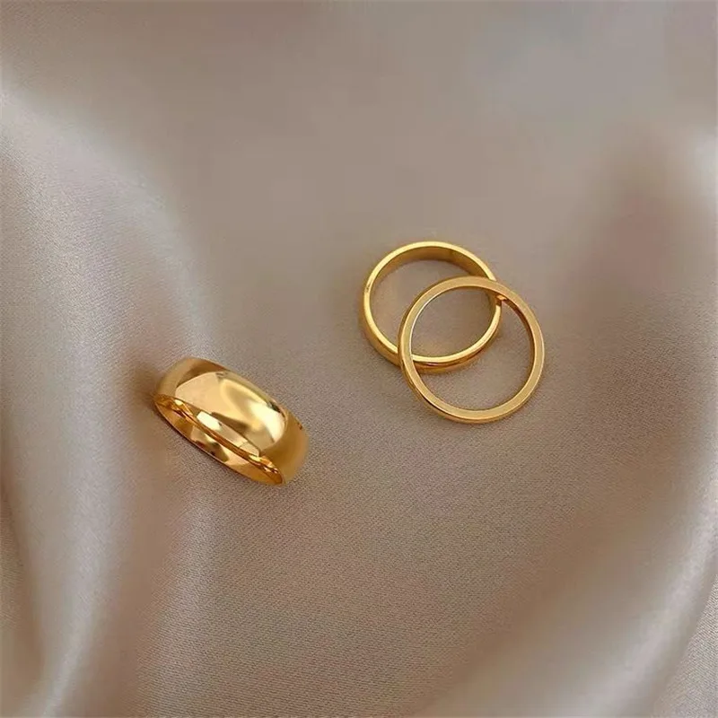 

Minimalism Gold Color Round Geometric Finger Rings Set for Women 2023 Classic Circle Open Ring Joint Ring Female Jewelry