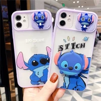 disney stitch sliding window with bracket phone cases for iphone 12 11 pro max mini xr xs max 8 x 7 se 2020 back cover