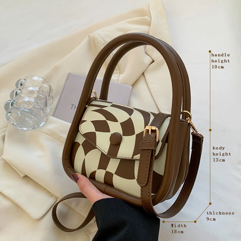 

SWDF PU Leather Luxury Designer Handbag for Women Shoulder Bags 2022 Purses Female Casual Graffiti Printing Crossbody Tote Bag
