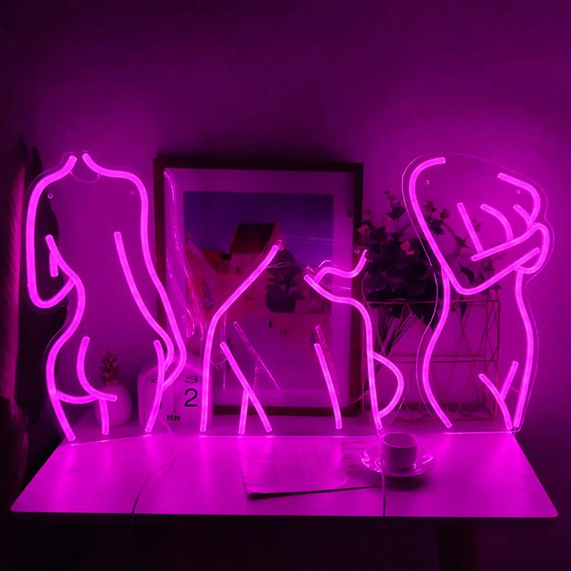 Sexy Naked Girl Led Neon Sign Light Female Model Acrylic Atmosphere Lamp Wall Art Pub Hotel Cocktail Recreational Decoration