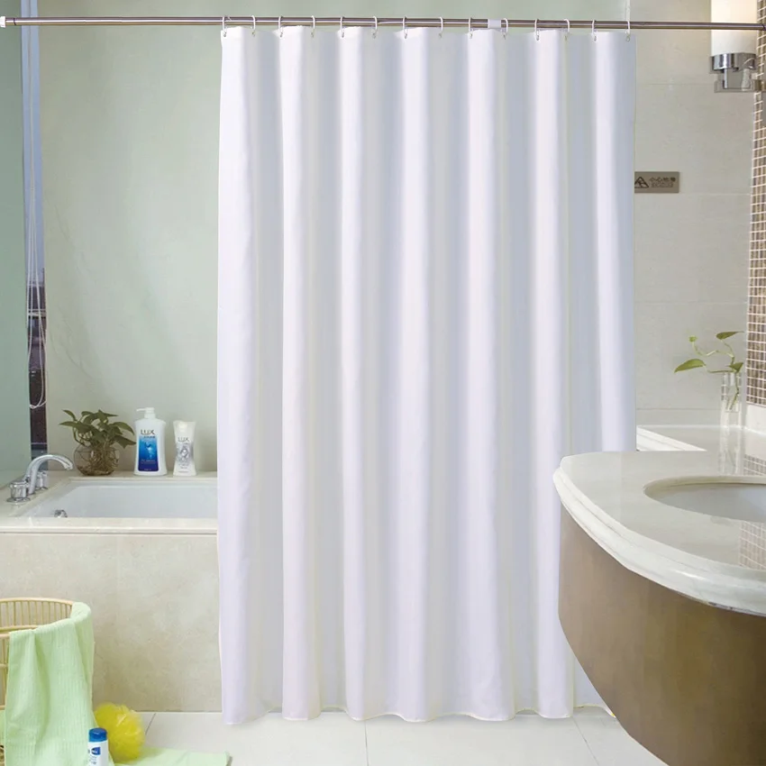

White Shower Curtains Waterproof Thick Solid Bath Curtains For Bathroom Bathtub Large Wide Bathing Cover 12 Hooks rideau de bain