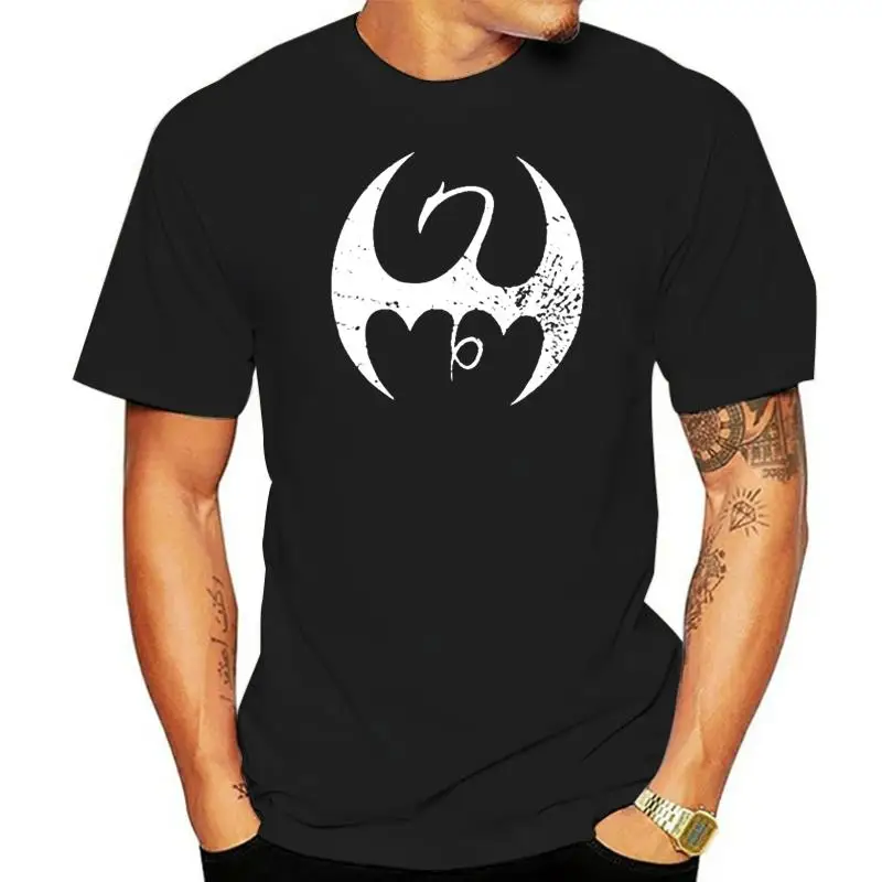

Men'S Black And White Iron Fist Logo T-Shirt Cotton Us M-3Xl Custom Print Tee Shirt