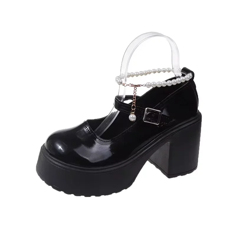 Новые женские туфли-лодочки модные белые туфли на массивной платформе и высоком