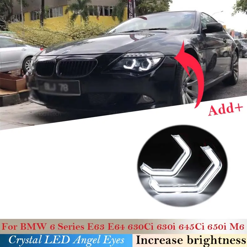 

For BMW 6 Series E63 E64 630Ci 645Ci 630i 650i M6 Crystal light Ultra Bright Concept M4 Iconic Style LED Angel Eyes Halo Rings