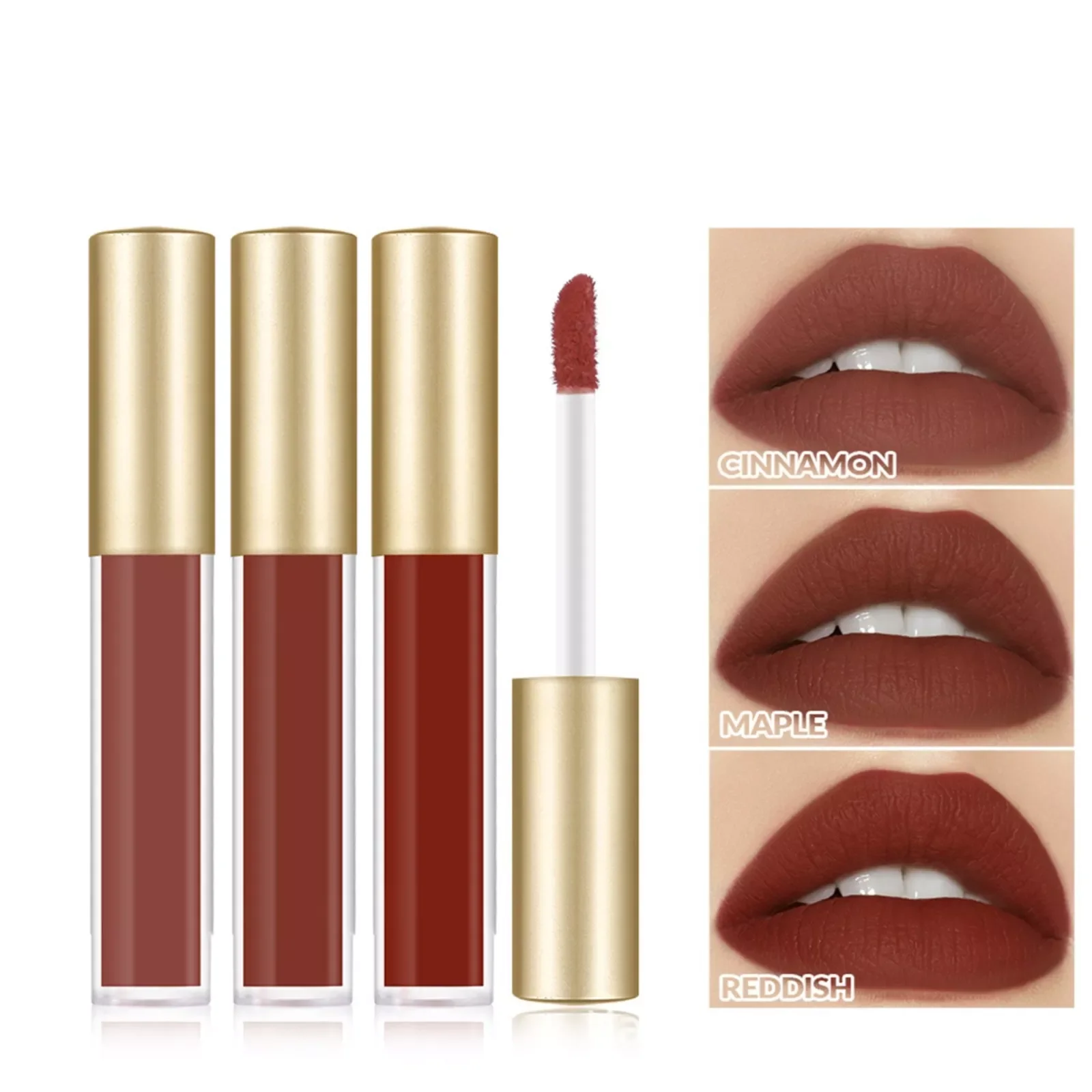 

NEW Lipstick Mattes Lipstick For Women Liquid Makeup Set 3Pcs Long Lasting Wear Non Stick Cup Not Fade Waterproof Velvet Lip Glo