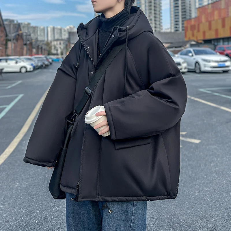 Winter Jacket Men Warm Fashion Oversize Black Thicken Jacket Men Streetwear Korean Loose Thick Short Coat Mens Parker Clothes