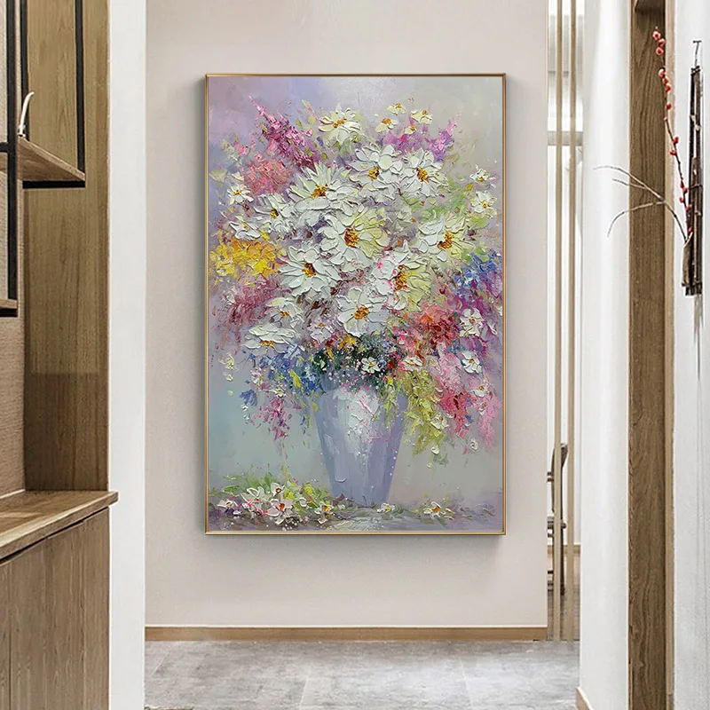 

Hand Painted Vertical Peony Hanging Painting New Chinese Style Porch Decorative Painting Restaurant Art Mural