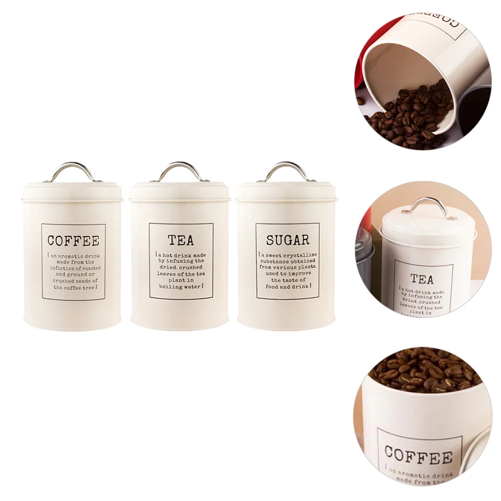 

3pcs Metal Storage Jar Tea Pot with Lids Airtight Storage Containers for Coffee Bean Tea Sugar Dry Fruit Nuts Spice jars
