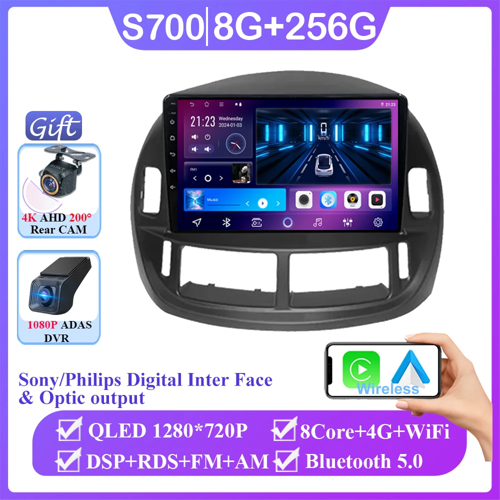 Автомобиль Android 15, для Toyota Previa ESTIMA ACR30 Tarago 2002-2006, QLED, стерео радио, мультимедийный плеер, головное устройство, GPS 4G BT Carplay