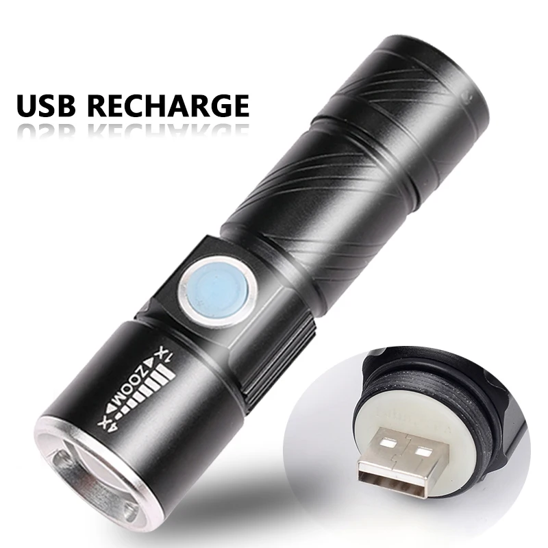 

C5 LED Flash Light Zoomable Lamp Flashlight Portable USB Powerful XP-G Q5 Rechargeable Built in Battery Lantern Outdoor Torch