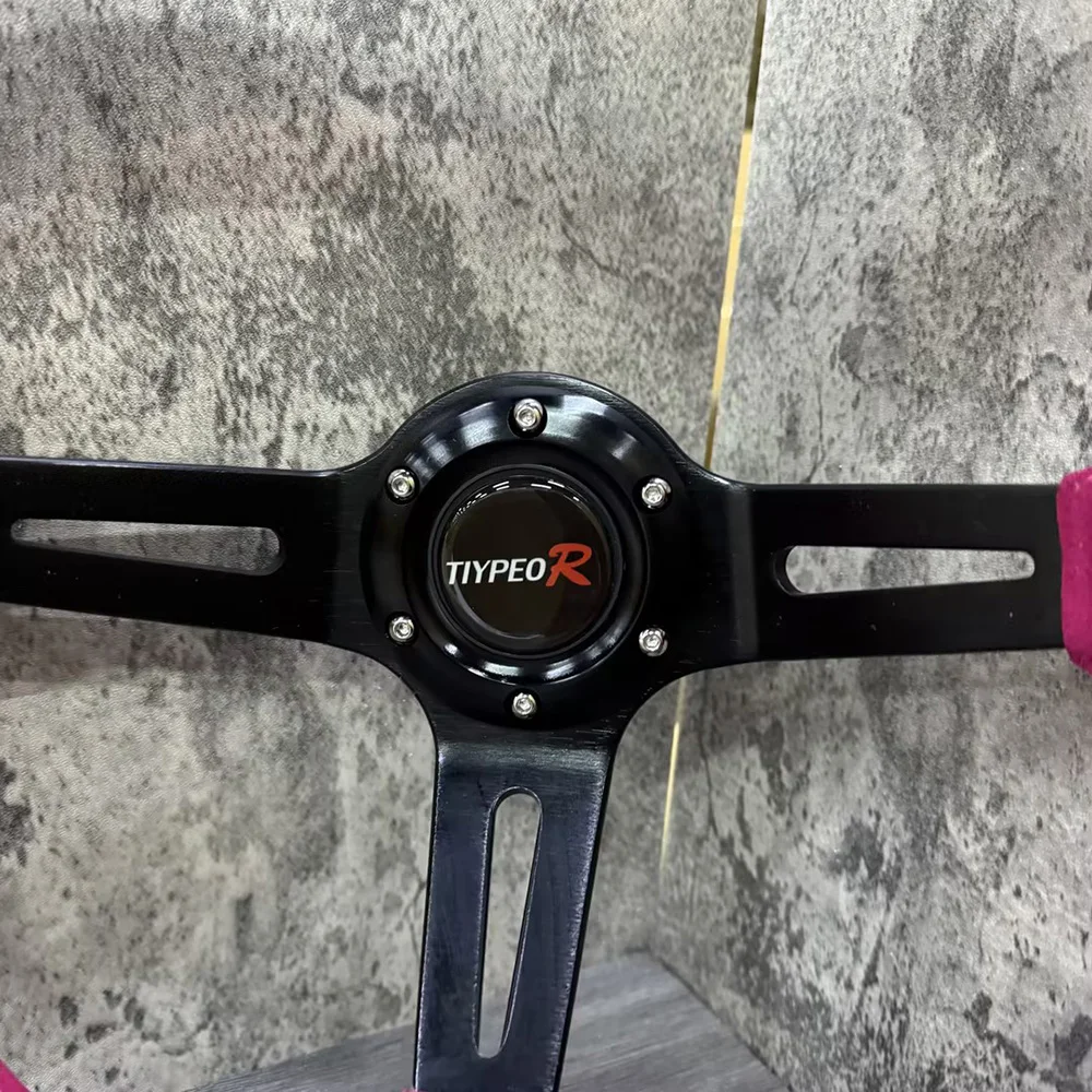 TIYPEOR Спортивное розовое рулевое колесо для гоночного автомобиля с кнопкой