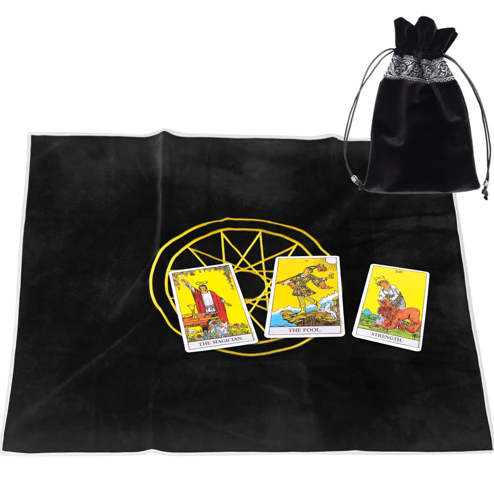 

31.5*31.5in Tarot Tablecloth With Velvet Bag Cloth Mat Party Table Cloth Board Game Tablecloth Divination