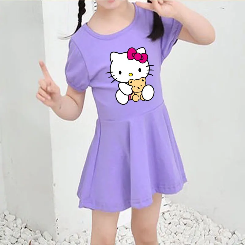 

Детское платье Hello Kitty, детская одежда, платье для девочек в западном стиле, новое летнее хлопковое платье принцессы, комплект из футболки дл...