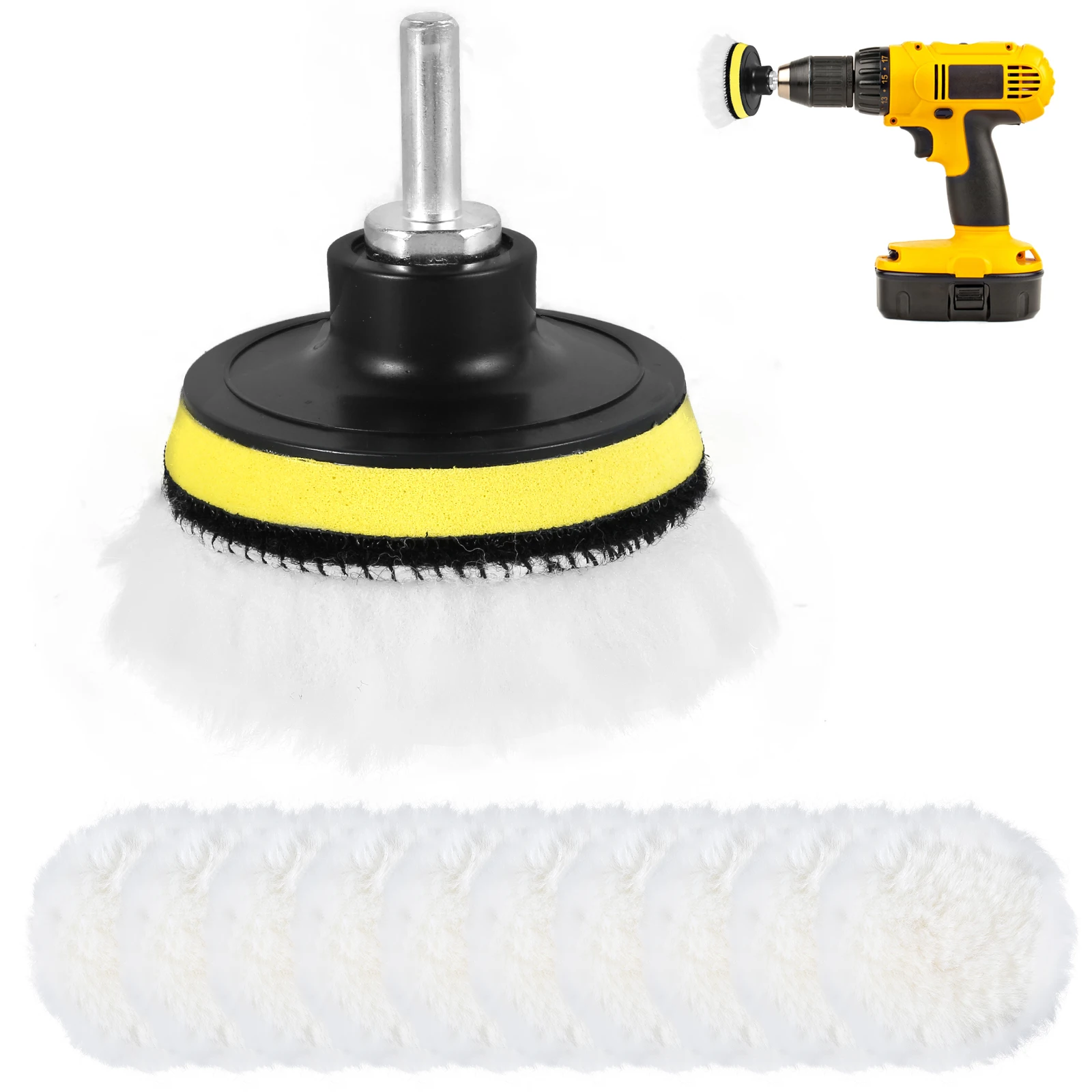 

10 шт. шерстяные полировальные колодки 3 дюйма, многоразовые полировальные диски, моющиеся автомобильные детали, полировальная восковая колодка, буферная колодка для дрели