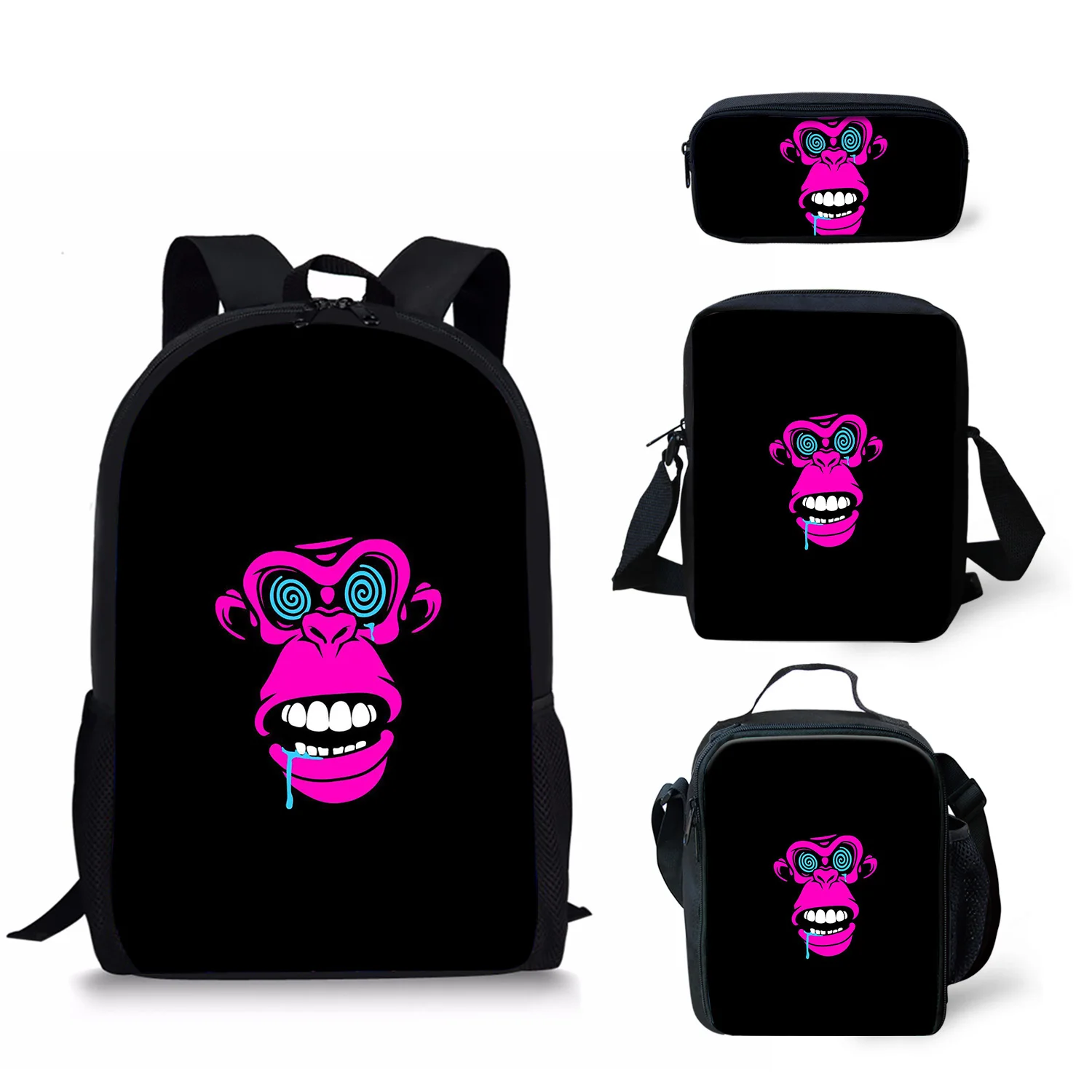 Крутой рюкзак с принтом орангутана, Набор сумок для ланча через плечо, портативный дорожный Детский рюкзак, вместительный школьный ранец