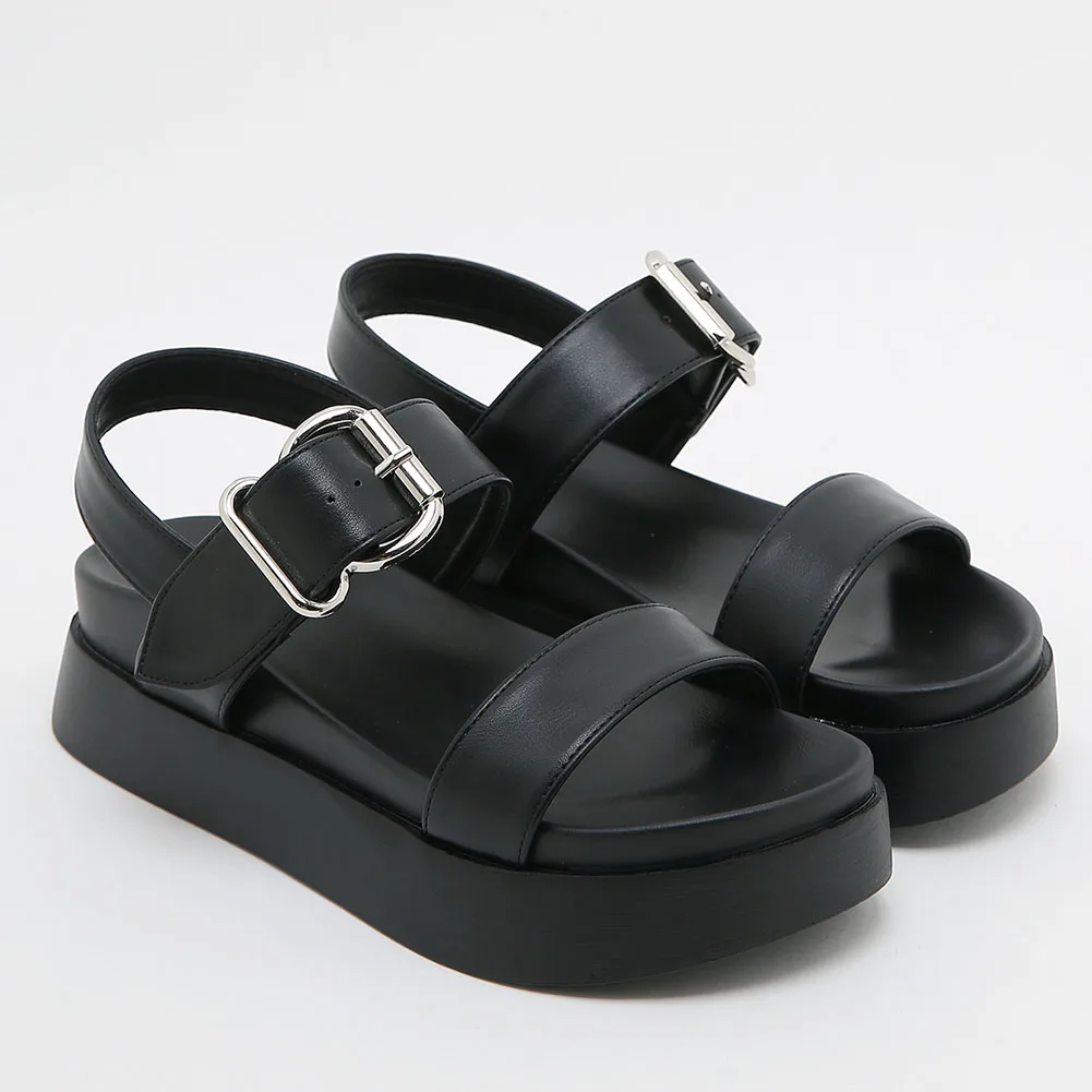 

2023 Chic INS Hot Leisure Women's Rome Gladiator Sandals Shoes Fashion Flat Platform Black White Casual Summer Footwear