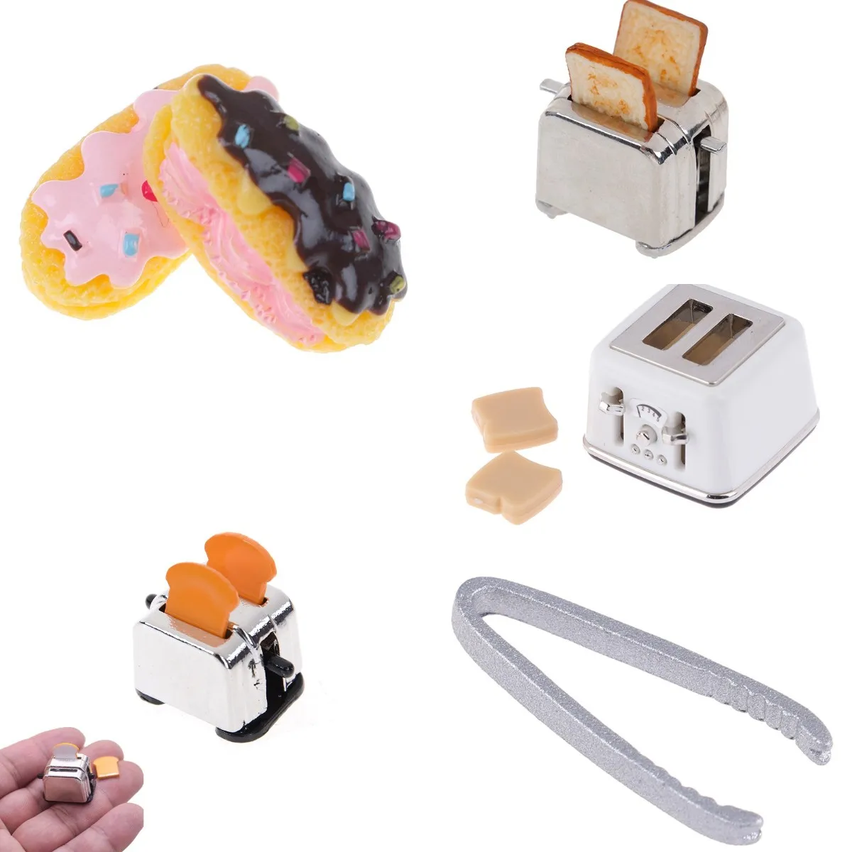 

1/12 Scale Dollhouse Bread Machine Bread Clip With Toast Miniature Cute Decorations Toaster Dollhouse Mini Accessories