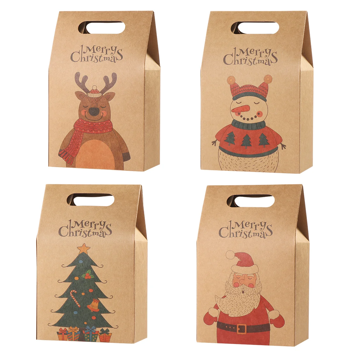 

Hemoton 16PCS Christmas Treat Bags Christmas Cookie Gift Bags Holiday Gift Bags Kraft Paper Candy Favor Goodies Bags for