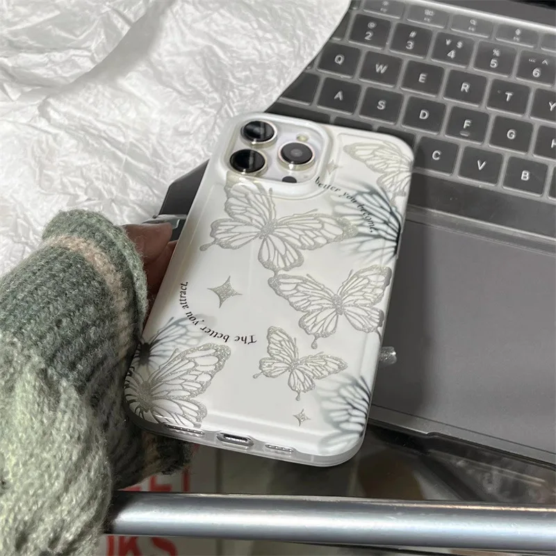 Блестящая бабочка для iphone 11 12promax 13pro с защитой от падения