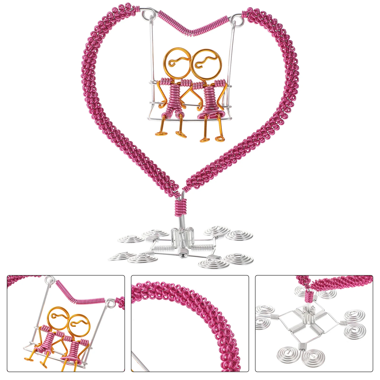 

Statue Figurine Abstract Couple Sculpture Modelwedding Lovers Love Ornaments Cake Table Aluminium Wire Swing Romantic Figure
