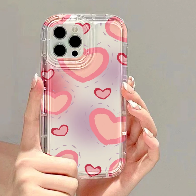

Clear Love Heart Phone Case For iPhone 11 Case iPhone 13 14 Pro Max 12 Pro XR XS Max 14 Plus 8 SE Fashion Soft Shockproof Cover