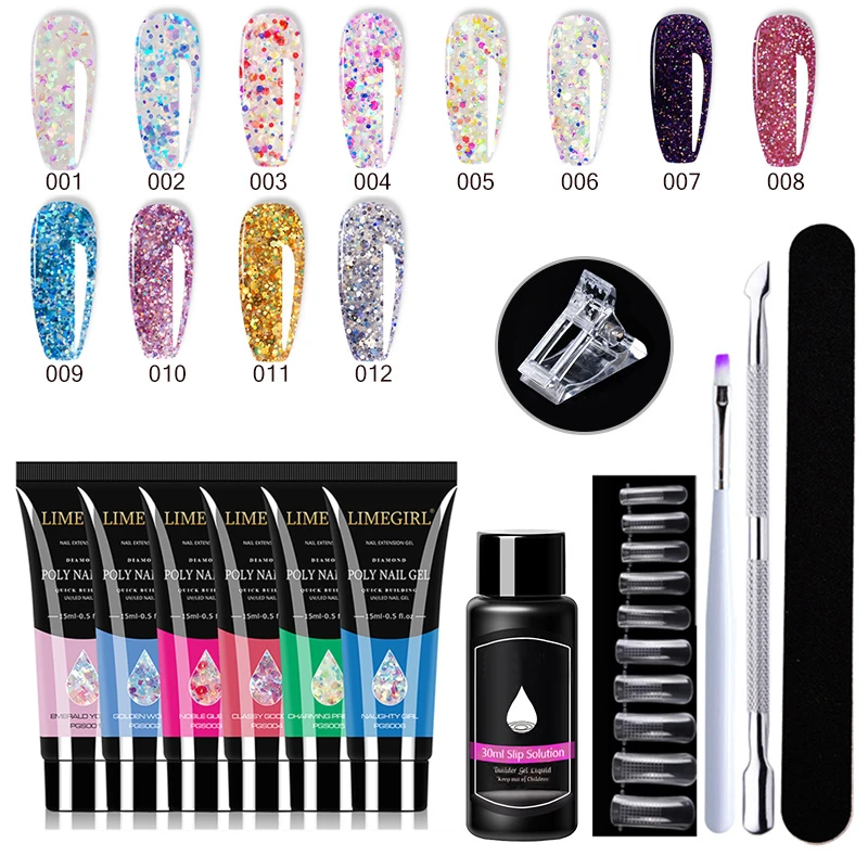 

7-Piece Multi-Color Nail Beauty Crystal Extended Glue Suit Nail Beauty Tool Set