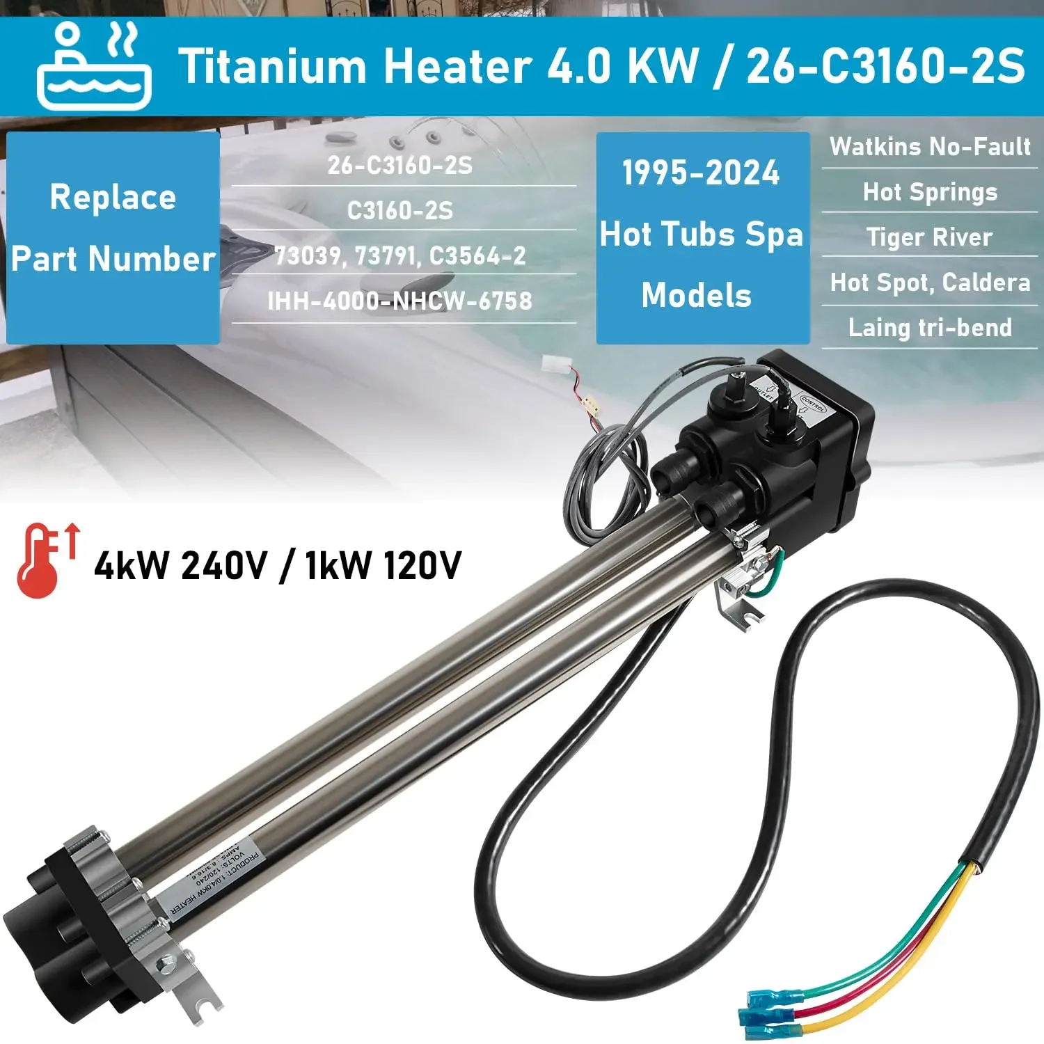 C3160-2S Двухстворчатый нагреватель с низким потоком в сборе 4 0 кВт для Watkins/Hot Spring/Tiger