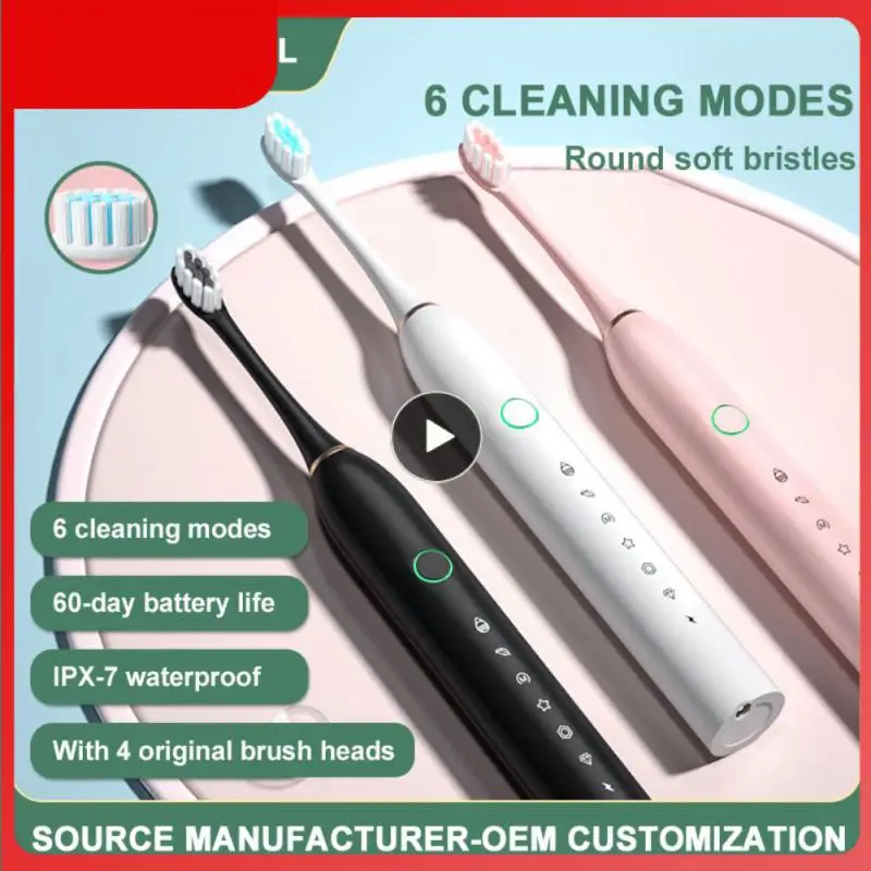 

Waterproof Push-button 6-gear Electric Toothbrush Sonicare Efficient Cleaning Teeth Punch Adult Children's Household Toothbrush