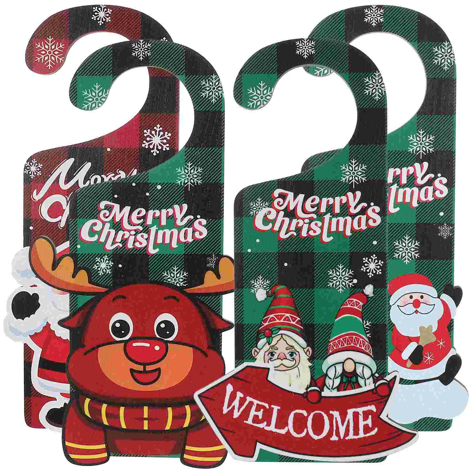 

4 Pcs The Gift Christmas Wooden Hanging Decoration Sign Decorations Party Ornaments Door