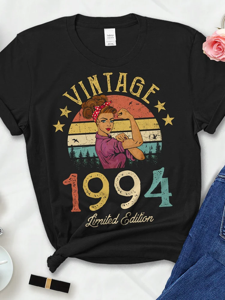 

Vintage 1994 Limited Edition Women T Shirt 28th 28 Years Old Birthday Mother Mom Wife Gift Cotton Black T-shirt Ladies Clothes