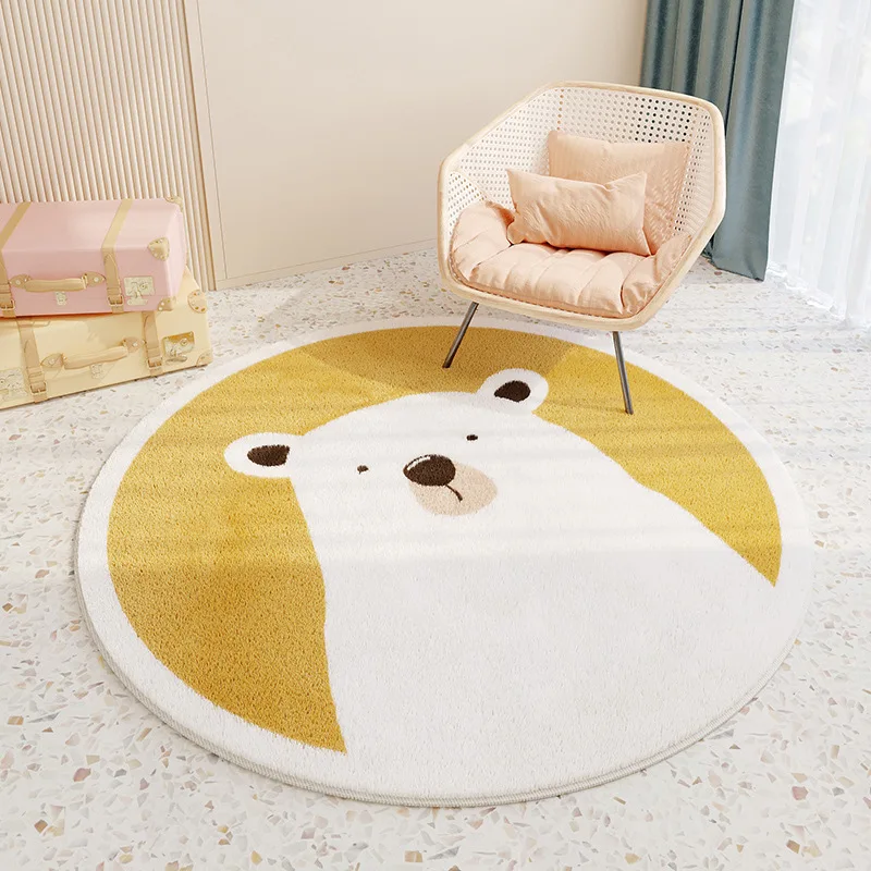 

Cashmere Imitation Round Floor Mat Bedside Carpet of Bedroom Absorbent Non-slip Living Room Coffee Table Rug Decoration Home