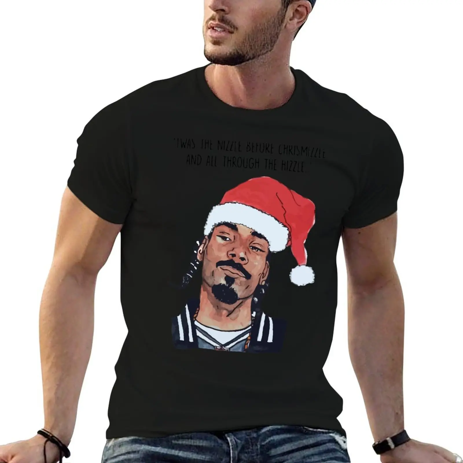 Фото Футболка Twas the Nizzle before Chrismizzle All Through the Hizzle, комфортная эластичная футболка №1