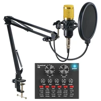bm800 professional condenser microphone kits v8 sound card karaoke with microphone stand condenser usb mic live streaming