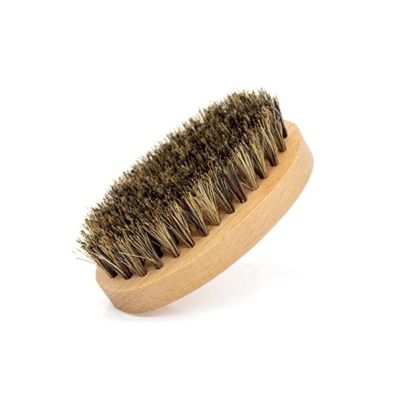 

Beard & Mustache Brush Oval Wood Handle for FACIAL Hair Boar Bristle Brush Men Beard Grooming Brush Adds Shine & Softnes