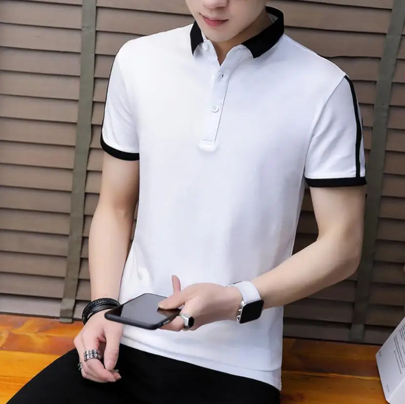 

2023HOT ZNG 2019 New Mens Polos Shirt Brands Male Short Sleeve Casual Slim Solid Color shirt Short Sleeve Casual Mens