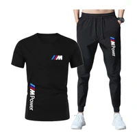 new summer 2022 mens 2 piece set high quality casual sportswear summer jogging suit fitness short sleeve and long pants