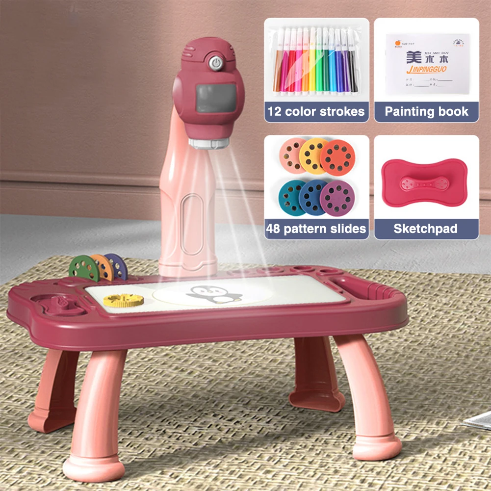 

Kids Drawing Projector Desk 6-8 Years Old Drawing Board Set for Kids Tracking with Light Music for Early Learning Art