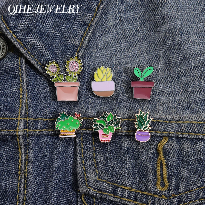 

Plant Potted Enamel Pins Flowers Cute Brooch Badges Jewelry Custom Lapel Backpack Hat Accessories Wholesale Kids Gifts Friends