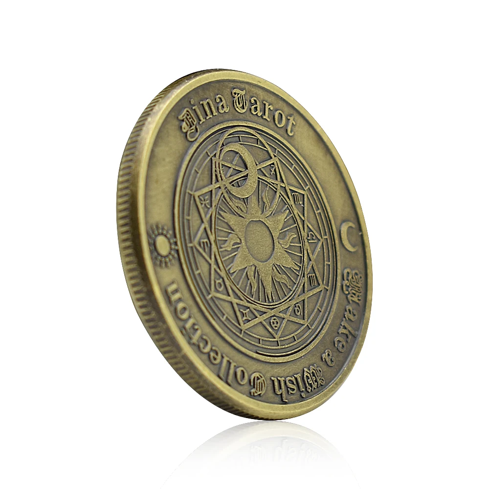 Таро ретро монета солнце и луна Коллекционная медаль медные счастливая монета сувениры с узорами