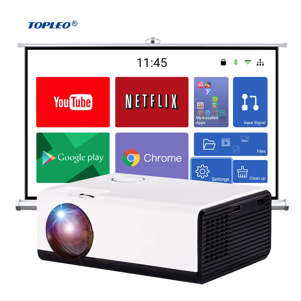 

Mini Projector P8 DLP 1080p Smart Android Wifi BT Quad Core Mobile Phone Projector for Home Theater/Outdoor/Meeting