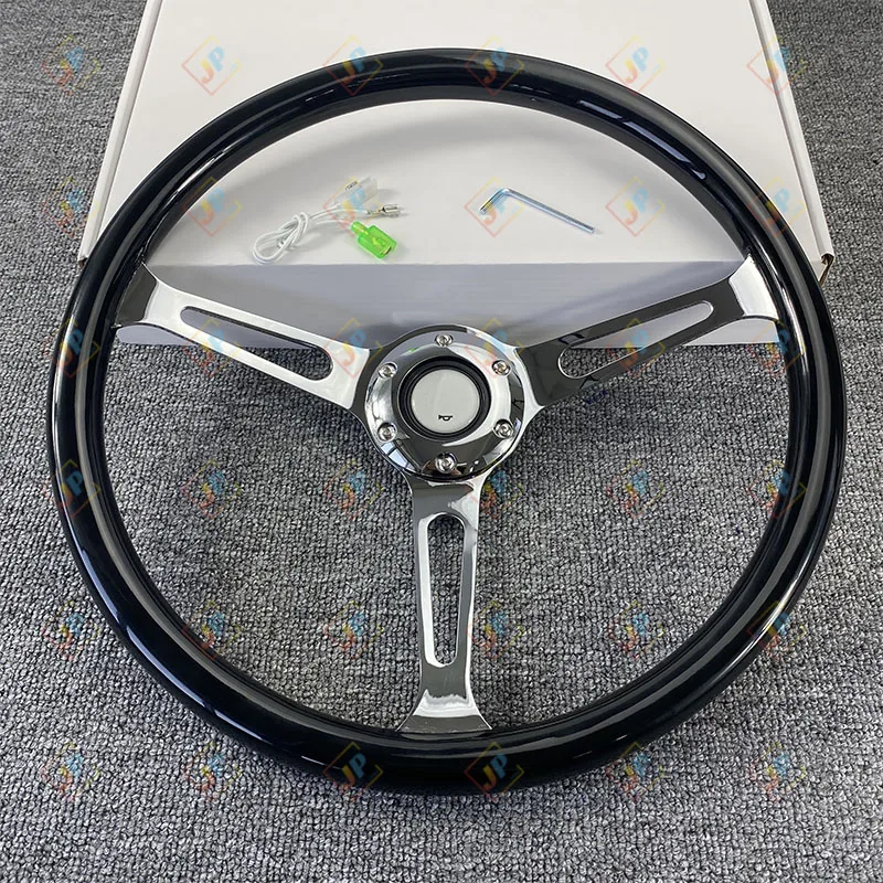 Классическое Автомобильное рулевое колесо JDM 15 дюймов из черной древесины в