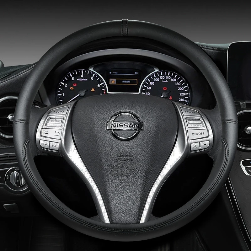 Car Steering Wheel Cover 38cm15" For Nissan Versa Almera Primera Tiida Terrano Qashqai J10 350z Kicks Patrol Murano NV200 Xtrail