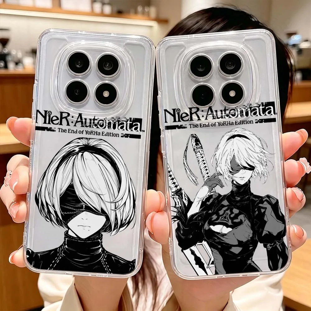 Фото Аниме-чехол NieR Automata для Xiaomi POCO X7 X6 X5 F7 F6 F5 F4 M8 M6 C85 C71 Pro, прозрачный защитный чехол для телефона №2