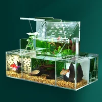 LED Large Size Aquarium Fish Tank Acrylic Small Fish Isolation Box Transparent Reproduction Box Creative Desktop Betta Fish Tank