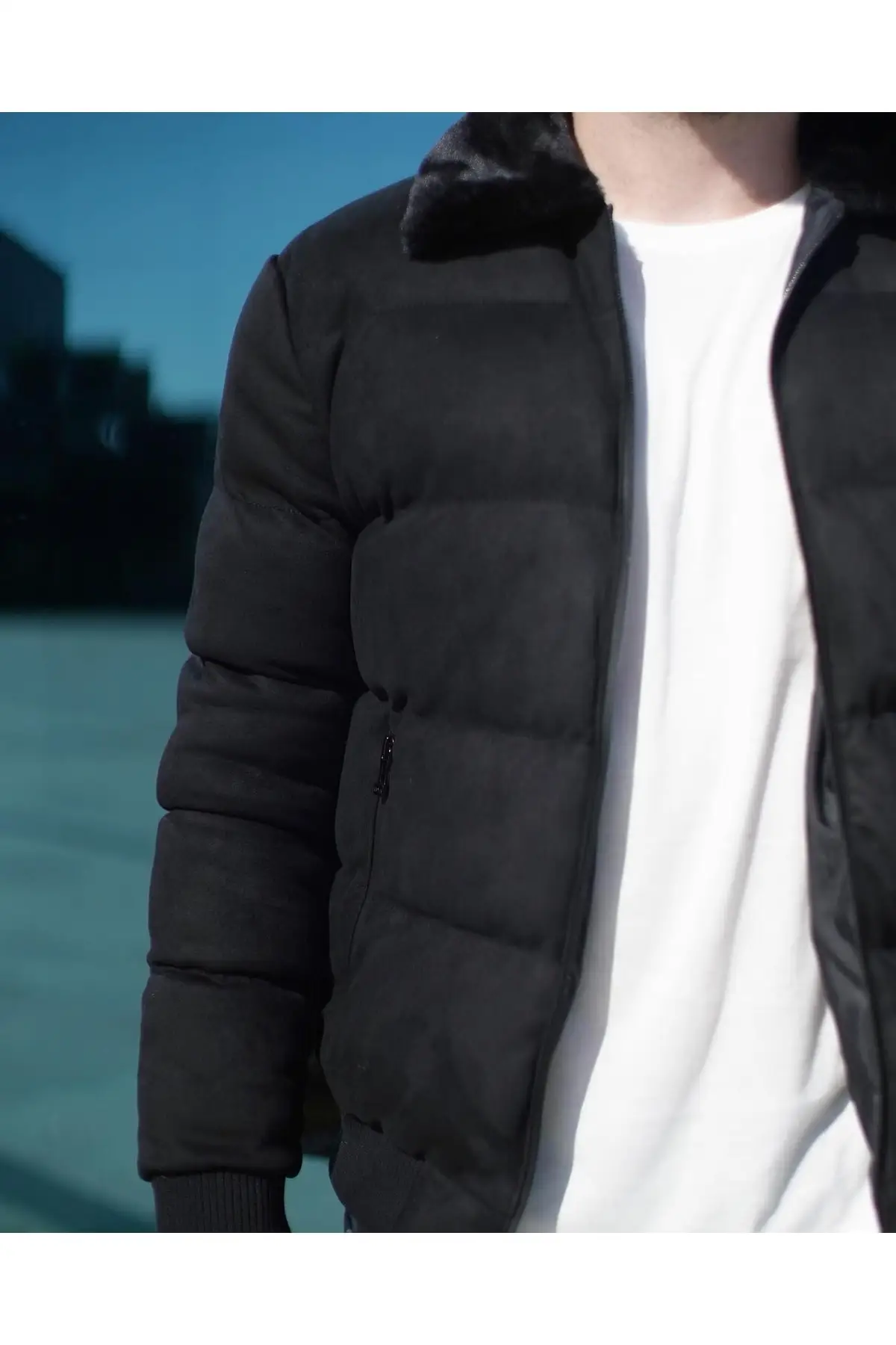 Men's Black Suede Coat