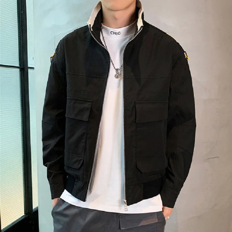 

Korean Version of The Fashion Stand Collar Letter Printing Jacket Mens Spring and Autumn Youth Thin Section Casual Sports Jacket