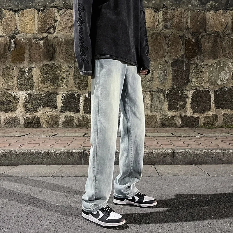 New Loose Men Jeans Male Trousers Simple Design High Quality Cozy All-match Students Daily Casual Straight Denim Pants  Casual