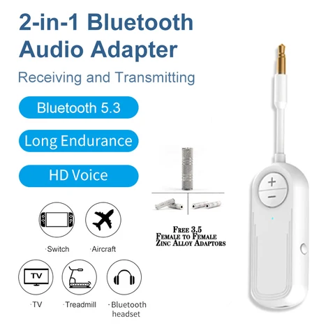 Bluetooth 5,3 адаптер передатчик приемник беспроводной аудио для автомобиля Музыка Наушники Динамик AUX беспроводной аудио адаптер разъем 3,5 мм