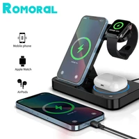 30w 4 in 1 qi fast wireless charger stand for iphone 13 11 12 apple watch foldable charging dock station for airpods pro iwatch