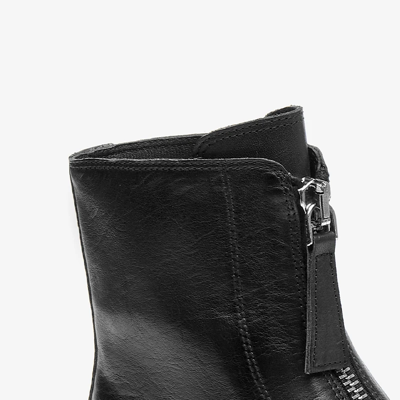 Ботильоны BEAUTODAY женские кожаные лошадиные полусапожки на платформе с круглым